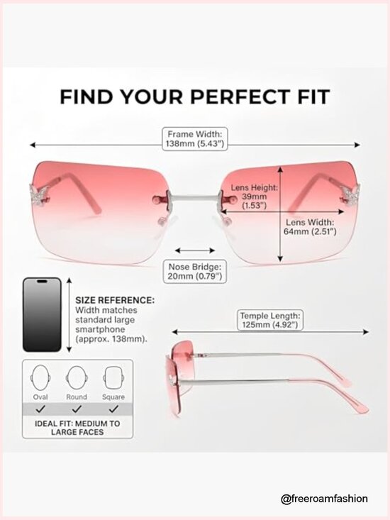 Y2K Rimless Square Sunglasses Trendy Retro UV400 Shades main image 6